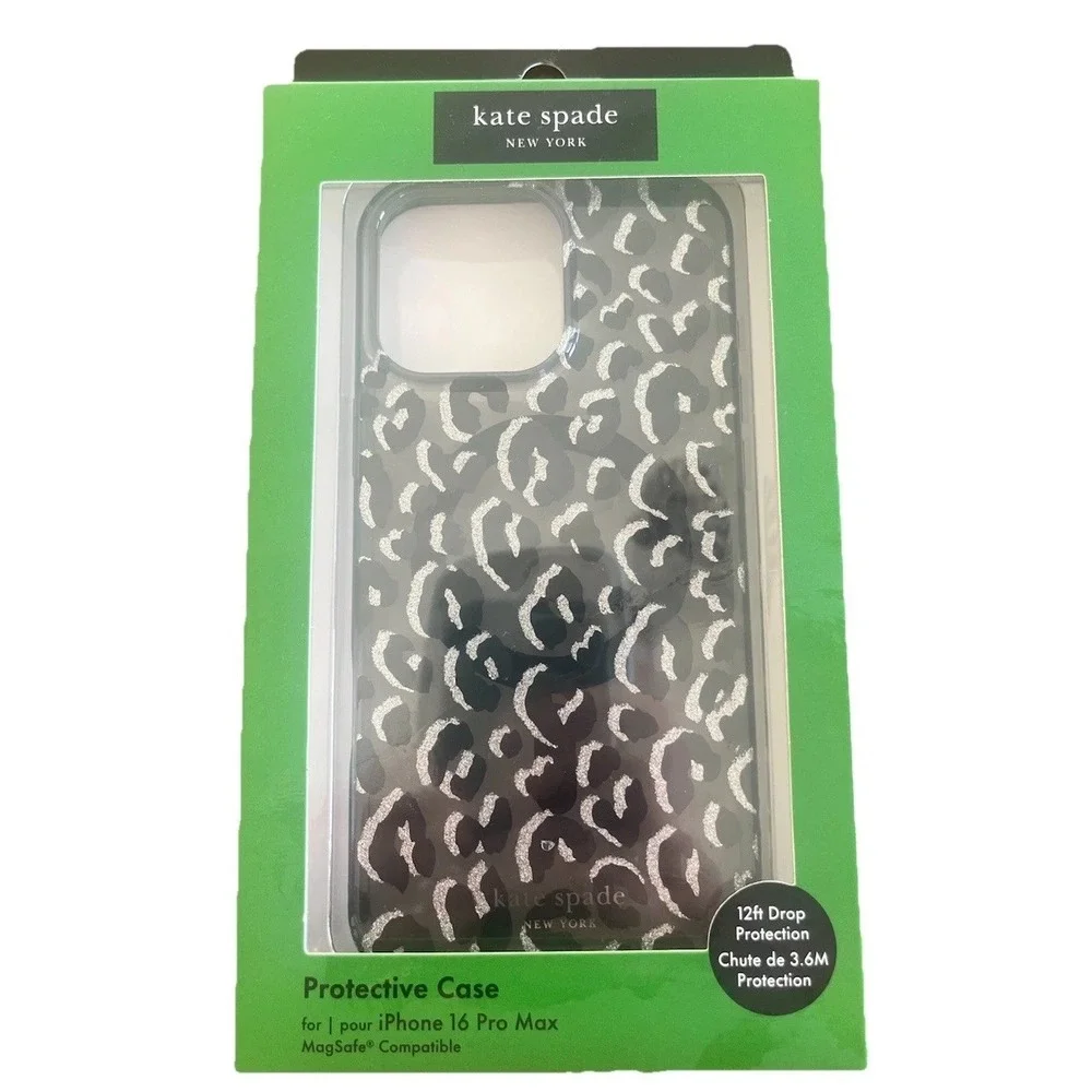 KATE SPADE Protective Case Magsafe For IPHONE 16 PRO MAX Good Black‎ Leopard